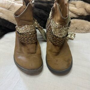Steve Madden Tan Sequin Kids Boots